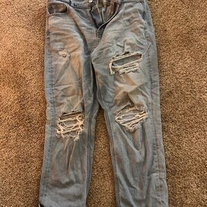 American Eagle Outfitters Distressed Blue Cropped Jeans